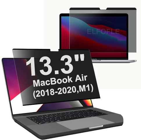 elfofle Magnetischer Blickschutzfilter für MacBook Air 13 Zoll, Blickschutzfolie sichtschutz Anti-Blue Light Privacy,Film Abnehmbar Blaulicht für Mac Air 13 Zoll(2018-2020)