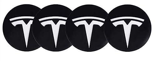 4pcs 56MM 2,2 ' 'Auto-Logo-Aufkleber mit Räderabdeckung mit zentraler Abdeckung ABS-Material (fit Tesla Silber Logo)