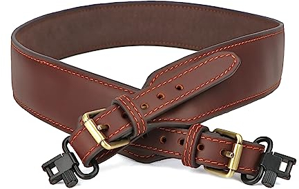 Tourbn Sangle rembourrée en cuir véritable pour fusil de chasse