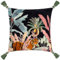 Wylder Tropics Midnight Jungle Samt Kissenhülle mit Quasten - 100% Baumwolle, 50 x 50 cm, Schwarz - Tiermuster, Wohnzimmer - Akzentkissen, Schlafzimmerdekoration