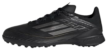 adidas F50 League Football Boots Turf Fußballschuhe, Core Black/Iron Metallic/Gold, 30.5 EU
