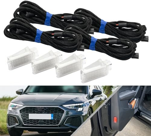NSLUMO 4Pcs Red LED Door Courtesy Lights For Aud.i A3 S3 RS3 A4 S4 B9 A5 S5 RS5 A6 S6 C8 A7 A8 Q3 Q5 Q7 Q8 Side Door Warning Lamp Door Entrance Lamp