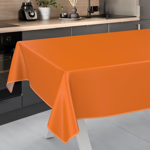 Nappe en Toile cirée Lavable, pour Table de Jardin, extérieur et intérieur, 200 x 140 cm, avec Ourlet, Oranges