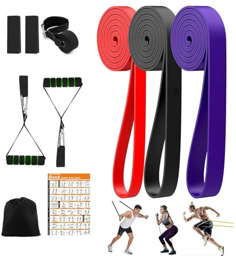 wadafen Resistance Bands,Exercise Bands,3 Levels Pull Up Bands Set,Pull Up Assistance Bands,with Door Anchor,Handles,Protective Covers,Bag and Instruction for Pull-Ups,Yoga,Mobility,Stretching