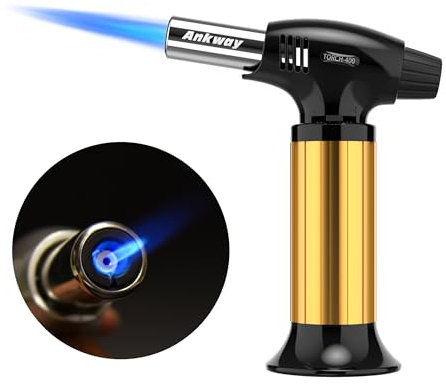 Ankway Küchenbrenner, nachfüllbares Lötlampe, Feuerzeug, kulinarischer Kochbrenner mit Sicherheitsverschluss und verstellbarer Flamme, ideal für Creme Brulee Desserts Backen BBQ Grill DIY, Gelb