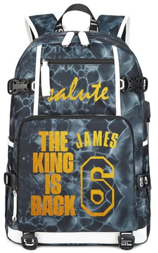 LUDIOPSG Basketball J-ames Multifunktions Rucksack Reise Laptop Fans Flammenelement Tasche für Männer und Frauen (Hellgrau - 2)