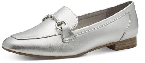 MARCO TOZZI Damen Slipper mit Blockabsatz Vegan, Silber (Silver), 41 EU