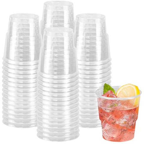 Kleemeiero 60 Stück Cocktailbecher 200 ml Trinkbecher Wiederverwendbare Durchsichtige Plastikbecher Hartplastik Partybecher Mehrwegbecher Cocktailgläser Plastik für Party, Hochzeit, Bankett