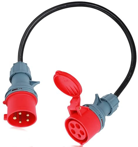 WIYETY CEE Adapter 32A auf 16A, 32A CEE Stecker auf 16A Kupplung 3-Phasig 5-Poliger Starkstrom Adapter mit Schutzart IP44 Starkstromkabel 50 cm CEE Starkstrom Adapter für Häuser Werkstätten Baustellen
