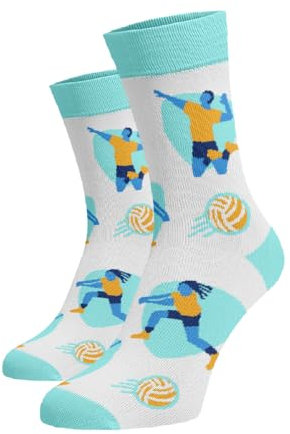 BENAMI | Lustige Socken mit Volleyball-Muster | Baumwoll-Hochsocken für Damen und Herren