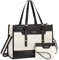 MOSISO Laptoptasche für Frauen, 15-15,6 Zoll Canvas Laptop Tote Bag, 16 Zoll Große Kapazität Rhombus Gesteppt mit Clutch Geldbörse, Lässig Handtasche Computertasche für Business Büro Reisen, Beige