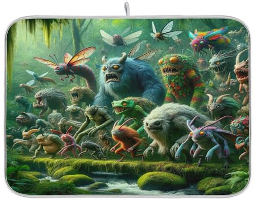 Monsters Jungle Adventure Küchenmatte für Geschirr, Geschirrkorb