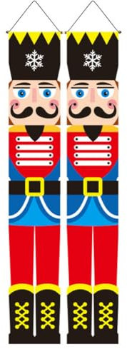 MKKZLPN Navideñas de Cascanueces Decoraciones, 1 Pair 180 x 30cm Pancarta de Cascanueces para Puerta, para Puerta de Casa, Decoración de Navidad, Interior y Exterior, 1 Pair 180 x 30cm
