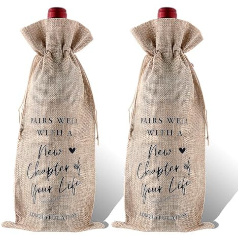 2 sacchetti regalo per bottiglie di vino, per colleghi, donne, uomini, amici, insegnanti, Natale, matrimonio, compleanno