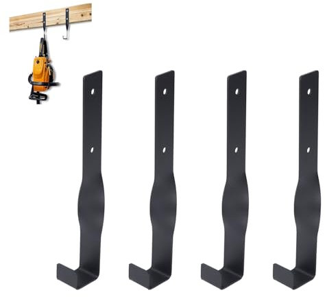 PerGar 4Pcs Heavy Duty Steel Hooks, Chainsaw Holder Wall Mount, Chainsaw Wall Mount Holder, Garage Storage Utility Hooks, String Trimmer Storger Hook for Garage Garden