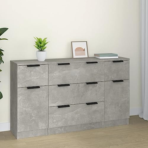 Lauuoeriau Furniture Item home 3-teiliges Sideboard Set Beton Grau Holz-Möbel