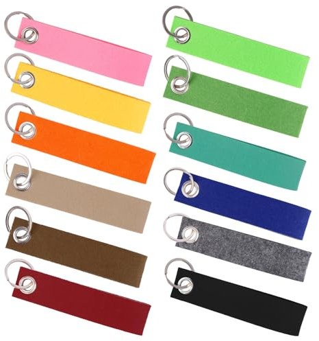 ZJCANGLIU Porte-clés Personnalisables, 12 Pièces, Porte Cle Moto, 12 Couleurs, 13x3 cm, Feutre, Acier inoxydable, Minimaliste, Unisex, Jeunes, Multicolore