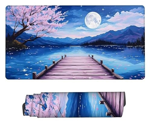 Tapis de Souris jetée, Tapis de Souris XXL 900x500x3mm Tapis Souris Arbre, Grand Tapis de Bureau, AntidéRapant éTanche, Tapis Souris à Bords Cousus pour la Maison, Le Bureau, Hommes Cadeaux XJ-291