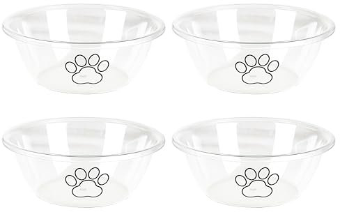 Dog Bowls,4 Pack dog water bowl Or dog food bowl,Personalized Clear large dog bowls with Dog Paws and Bones, BPA Free-Desirable Food and Water Bowls for Large, x-Large, and Huge Dog (3000ML)