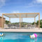 PURPLE LEAF Pergola bioclimatica effetto legno alluminio 3,5 x 5,5 m, gazebo da giardino esterno impermeabile con lame orientabili, pergolato per terrazza, giardino e garage, boscosa
