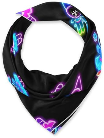 WDdZzyy Cartoon-Schal mit niedlicher Farbe, fluoreszierend, Neon-Puppe, Seide, 88,9 cm, Pashmina, eleganter Schal für den Abend, niedlich, fluoreszierend, Neon-Puppe, 1 Größe, Niedliche Cartoon-Puppe
