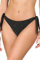 Goldenpoint Damen-Badeanzug Lamè – niedriger Teil des Bikinis – Brasilianisch mit seitlichen Schleifen in Rippenoptik einfarbig mit Mikrofaser und Lurex, Schwarz , S