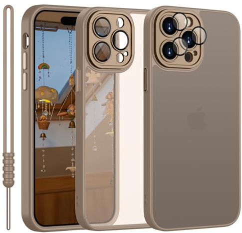 YUANDMI Cover per iPhone 15 Pro, Custodia per iPhone 15 Pro Traslucida Opaca Case Ultra-Sottile Silicone Anti-Scivolo Resistente ai Graffi, Titanio Sabbia