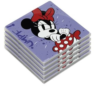 Egan Set di 5 sottobicchieri Topolino I am & Minnie I AM Collection, sottobicchieri in ceramica smaltata per proteggere il tavolo, accessori da cucina Disney e decorazione per la casa, solo a mano