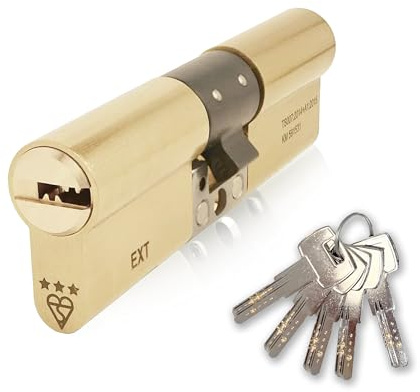 IRONWORX® Spectre Brass 50 mm (interno) / 35 mm (esterno) (85 mm) massima sicurezza approvata dalla polizia TS007 BSI 3 stelle doppio cilindro europeo serratura (chiave su entrambi i lati), include 5