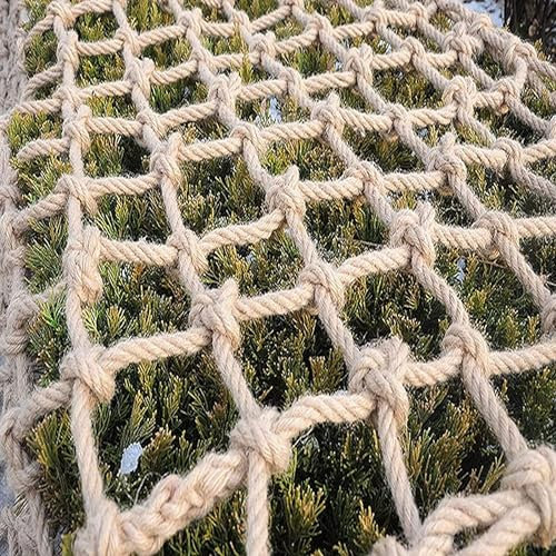 OYYMTE Climbing Net, Hemp Rope Arboretum Climbing Net, Cargo Net Climbing Rope For Backyard Treehouse Swing Training(2 * 3m(6.6 * 9.9ft))