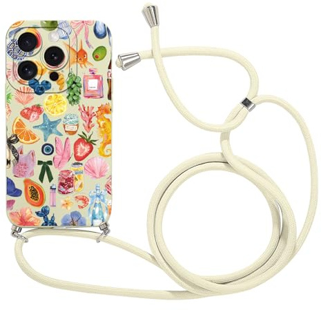 Foonary Funda con Cuerda para iPhone 11 Pro MAX, Correa Colgante con Aesthetic Fruta Verano Motivo Ajustable Collar Colgar de Cuello Cadena Cordón Carcasa,Silicona Case Cover 6,5,Summer