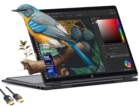 HP 2025 New 2-in-1 Laptop, OmniBook X Flip 16 Touchscreen WUXGA, Intel Core Ultra 5 226V, Intel Arc 130V GPU, 16GB LPDDR5X, 2TB Gen 4 SSD, Copilot AI, PDG HDMI Cable, US Version KB, Win 11 Home