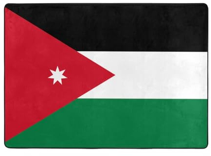 WZYCWB Flanell-Bodenmatte, Motiv: Jordanische Flagge, 203 x 147 cm, superweich