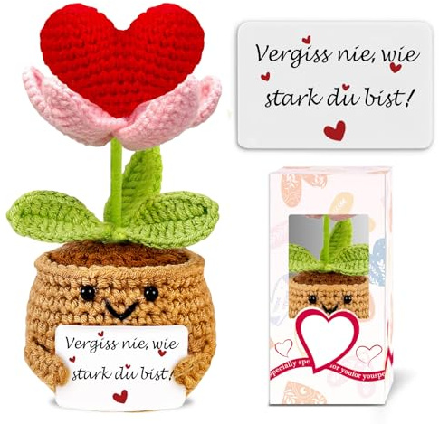 Geschenke für Frauen Gehäkelte Herz Deko Geburtstagsgeschenk für Frauen Kleines Glücksbringer Beste Freundin Gute Besserung Geschenke Pocket Hug Mutmacher Geschenk Weihnachten Valentinstag Muttertag