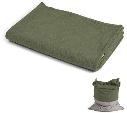 mokebo Sitzsack Bezug aus Bouclé 'Das Kuschel-Cover' Made in Germany, Cover für den Riesen-Sitzsack 'Der Große', Teddybezug in Grün für Sitzkissen, für alle XXL Sitzsäcke bis 140x180 cm anwendbar