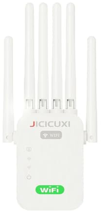 WLAN Verstärker, WLAN Repeater mit 6 Antennen, WiFi Repeater für 5.000 m² Abdeckung & 50 Geräte, LAN-Anschluss, Access Point Modus, W LAN Verstärker für Steckdose, für Zuhause und Büro