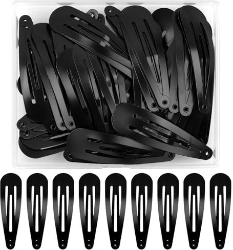 BUTBU 50 PCS Pinzas de Pelo Niña Metal, Negro Pinza de Pelo para Niñas Mujeres, Clips de Pe-lo a Presión Antideslizantes 5cm, Pinz-as Pe-lo, Pernos de Pel-o, para Niñ-as, Bebe, Chicas