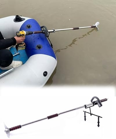 Außenborder Motor Aussenborder Diebstahlsicherung Schloss Motorschloß, Heckmontage Kajakmotor mit Bohrmaschine/Bootsantrieb für Fischerboote Handgeführter(With Bracket,L-125cm(49 1/4))