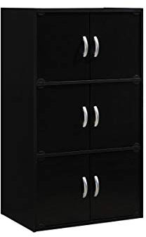 Hodedah 6 Door Bookcase cabinet, Black