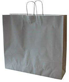 Papiertragetaschen mit Kordel extra groß 54 + 14 x 50 cm (100 Stück, GRAU)
