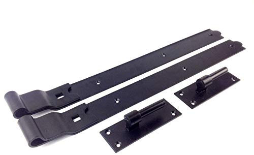 Wyre Direct Gate Hinges - Cranked Hinges Heavy Duty for Optimal Performance - Hook and Band Gate Hinges - Heavy Duty Gate Hinges for Garage Door, Driveway, Garden Gate & Stable Black 750mm 30 1Pair