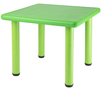 Bieco Kindertisch, Design: Grün | Tisch für Kinder 1- 8 Jahre | Kinder Tisch ca. 62x 62x 52 cm, Höhenverstellbar | Maltisch für Kinder, Gartentisch, Kinderzimmertisch | Tisch Kinder-Schreibtisch
