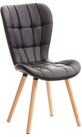 CLP Esszimmerstuhl Elda Mit Polsterung Und Kunstlederbezug I Lehnstuhl Mit Holzgestell I Polsterstuhl Mit Ziernähten, Farbe:braun