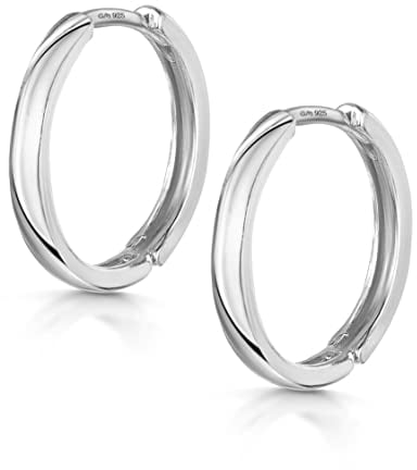 Amberta Orecchini a Cerchio con Perno per Donna in Argento Sterling 925: Cerchi Diametro 20 mm