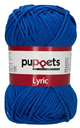 Puppets Lyric Strength 8 4572008-00201 Blue Crochet Yarn, 100% Cotton