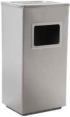 Danieli Store - Cenicero de Pie Rectangular para Exteriores de Acero 30x24x61 cm - Cenicero Exterior con Papelera Extraíble. Papelera con Rejilla para Apagar Cigarrillos. 16L