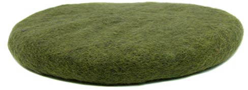 feelz Sitzkissen rund Filz Verschiedene grüntöne 100% Wolle 35 cm Höhe 2-3 cm Handarbeit (Olivgrün)