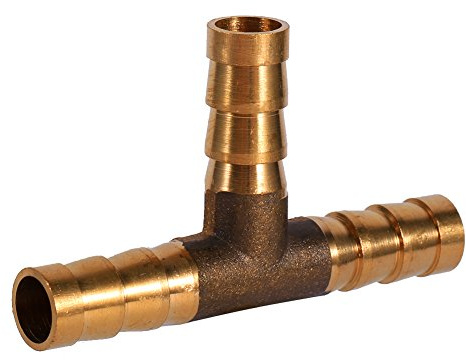Keenso Raccord cannelé pour Tuyau de Carburant en T à 3 Voies, Adaptateur de Joint de Tuyau de Joint en Laiton pour Carburant air Eau gazole