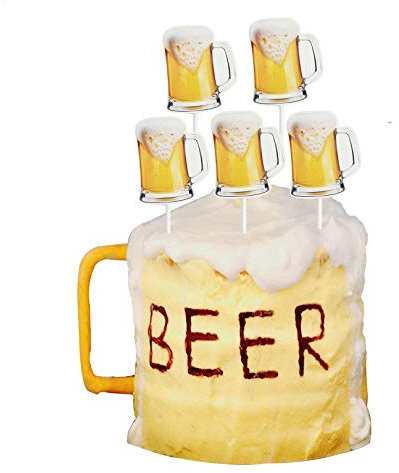 5 pcs Beer Letters Happy Birthday Cake Topper Cupcake Topper Decorations Supplies