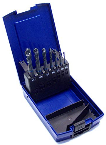 WSH-TOOLS Maschinengewindebohrer Set Blauring Sackloch M3, M4, M5, M6, M8, M10, M12 HSSE-Co5 7-teilig